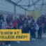 Image shows a photo of students in the hallways of DRW College Prep in the background. On top, there is a blue transparent layer and blue text on a yellow background that reads "What's New at DRW College Prep?". The Noble Schools logo is in the bottom right corner.