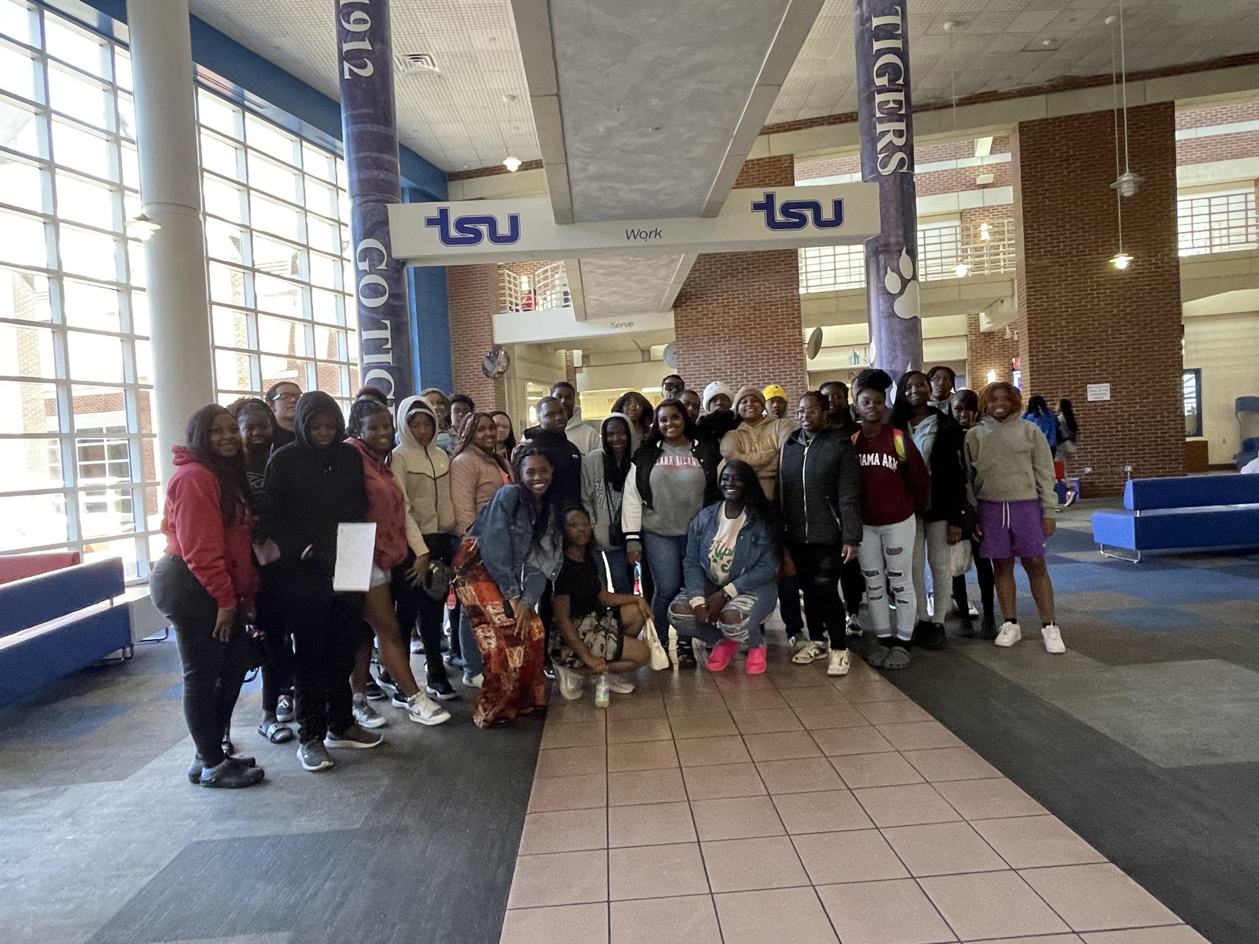 Students gathering together during a HBCU tour
