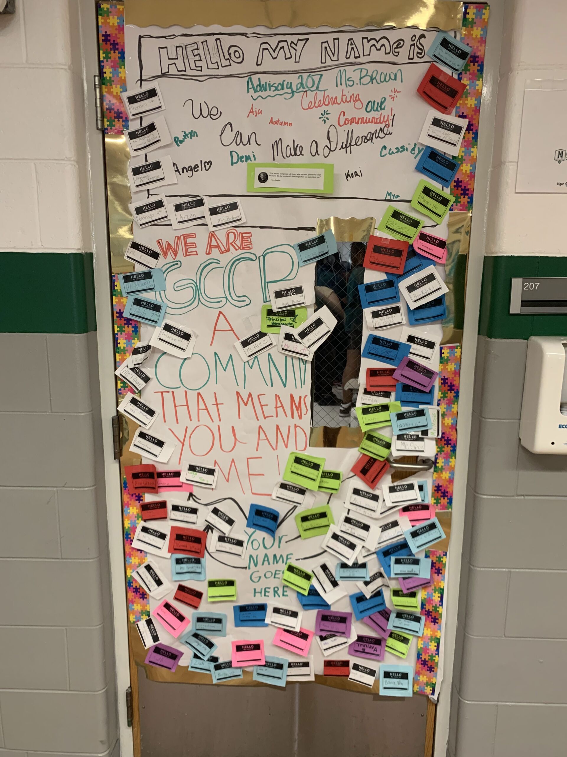One way we started to build community was through door decorating during advisory time! Scholars discussed what it meant to be part of a community and what they wanted theirs to look like. 