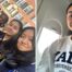 This image is a collage of two photos of Abigail F on her Summer Of A Lifetime trip to Yale University. The leftmost image shows a selfie of her with two friends she made in the program, sitting outside on campus. The rightmost photo shows her sitting on a plane wearing a Yale University sweatshirt.