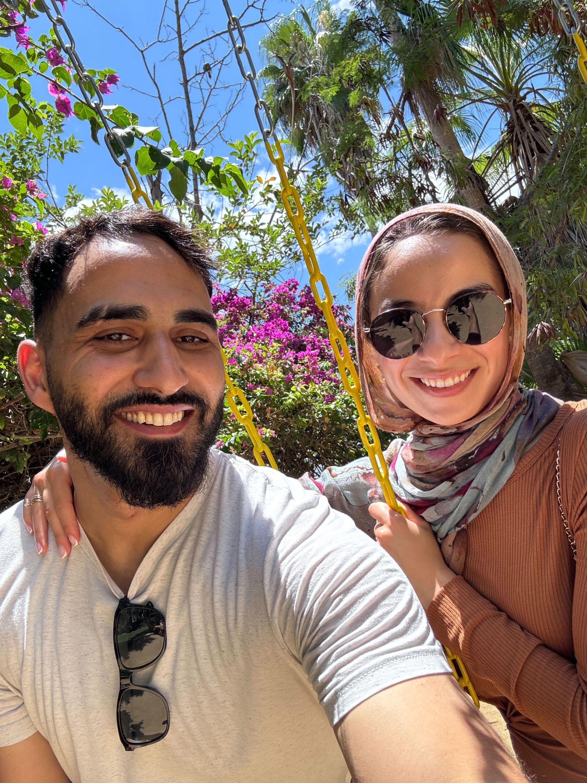 Selfie of Salameh and his wife outside.