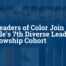 A cover image that displays the title of the blog post on top of a blue overlay which covers headshots of all the new members of the Diverse Leaders Fellowship. The Noble DLF logo is in the bottom left corner.