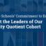 A dark blue transparent layer is on top of a collage of 13 different headshots of Noble staff members. On top of it is white text that reads "Noble Schools' Commitment to Equity: Meet the Leaders of Our Equity Quotient Cohort. The Noble Schools logo is in the bottom right corner.