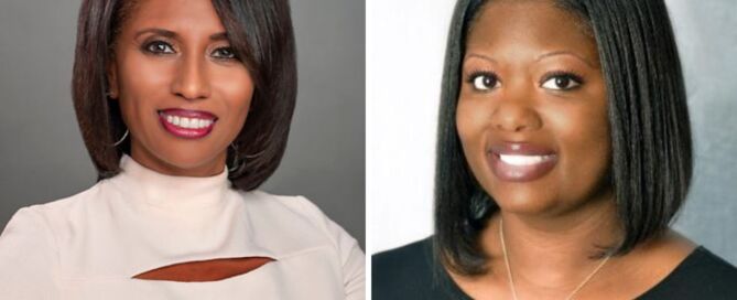 A collage of two images. They are headshots of Noble Schools' two newest board members: Phyllis Lockett and Angela Carter