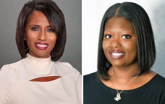 A collage of two images. They are headshots of Noble Schools' two newest board members: Phyllis Lockett and Angela Carter