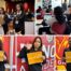 A collage of five images. The top two are scenes: two The Noble Academy students at the Junior College Fair and then students in a college seminar class. The bottom three images are headshots of students who are Posse and Questbridge scholars.