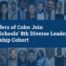 A cover image that displays the title of the blog post on top of a blue overlay which covers headshots of all the new members of the Diverse Leaders Fellowship. The Noble DLF logo is in the right of the title.