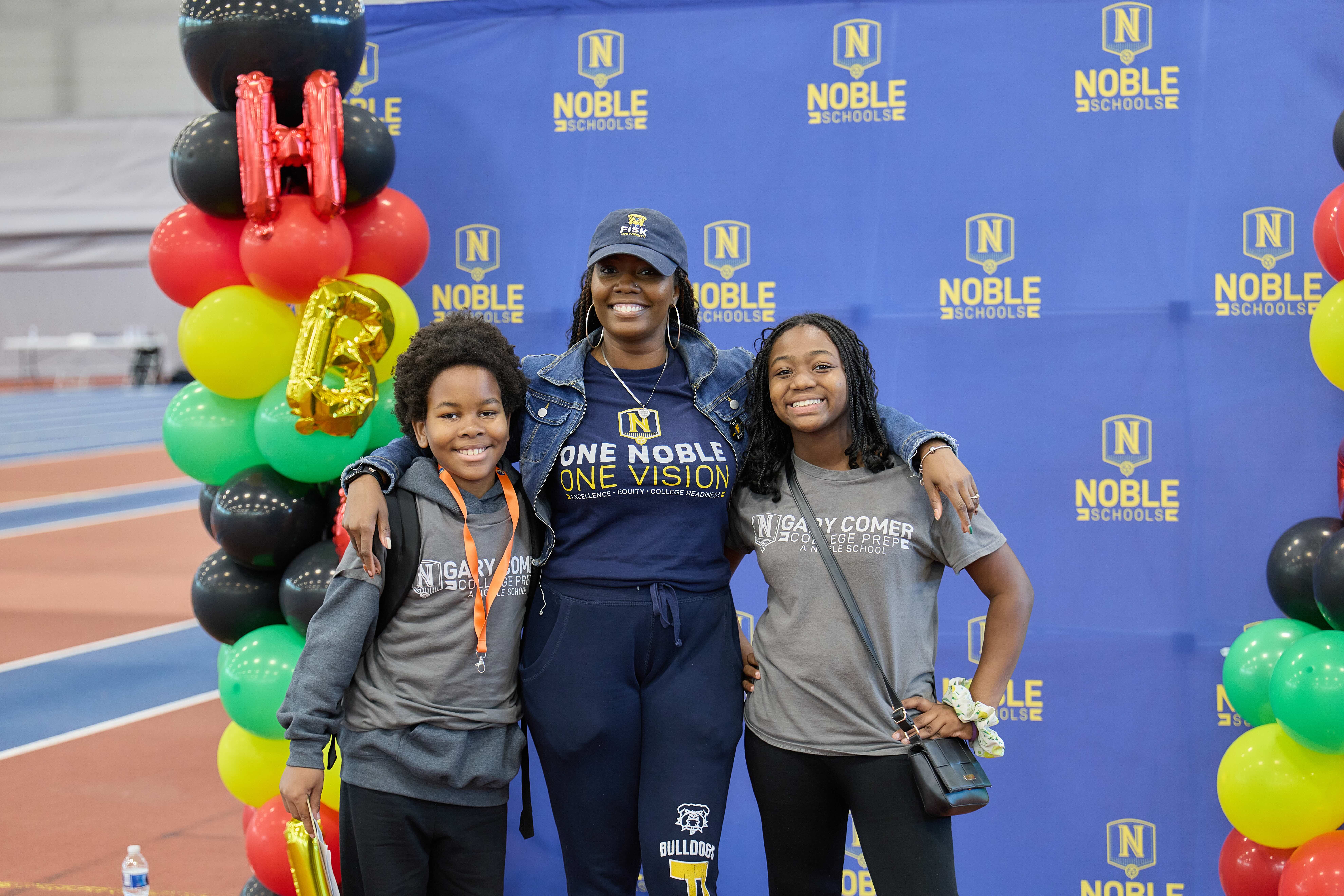 Two Gary Comer College Prep students and faculty at HBCU college fair.