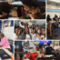 A collage of images that show five Johnson College Prep teachers in Chicago, IL with their students, from teaching to attending celebrations.